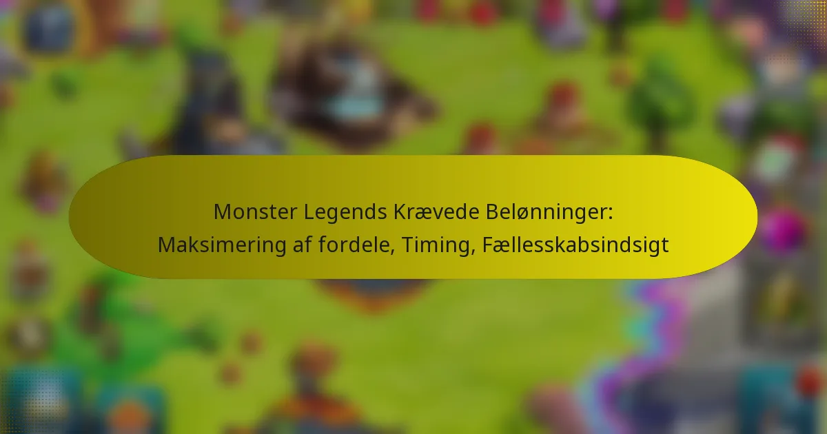 Monster Legends Krævede Belønninger: Maksimering af fordele, Timing, Fællesskabsindsigt
