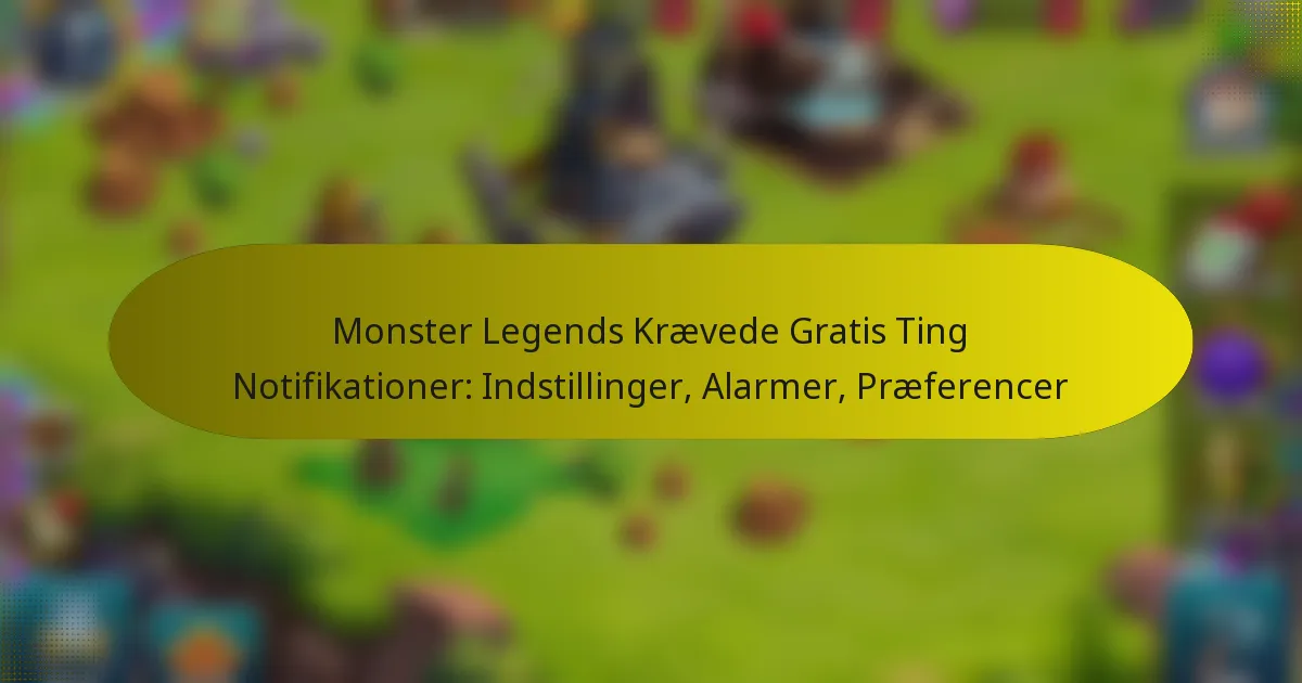 Monster Legends Krævede Gratis Ting Notifikationer: Indstillinger, Alarmer, Præferencer