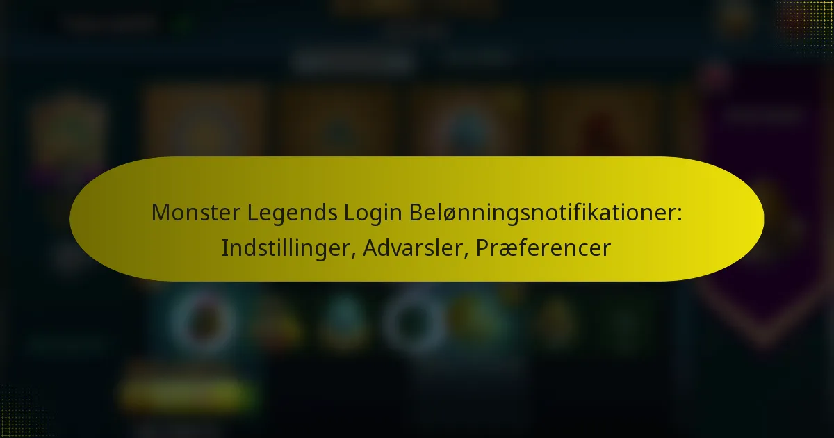 Monster Legends Login Belønningsnotifikationer: Indstillinger, Advarsler, Præferencer